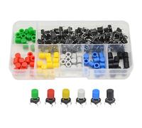 WMYCONGCONG 72 Pcs Momentary Tactile Push Button Micro Switch 6x6x9mm 6 Color Cap