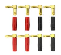 WMYCONGCONG 8 PCS 90 Degree Speaker Banana Plugs Right Angle 4mm Screw Type Banana Plug Audio Jack Connectors