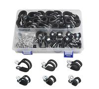 WMYCONGCONG 96 PCS Stainless Steel Rubber Cushioned Insulated Cable Clamps Assortment Kit Metal Cable Clips, 6-26mm