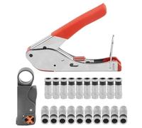 WMYCONGCONG Coaxial Cable Stripper Compression Tool Wire Terminal Crimper Coaxial Cable Stripping Tool for RG59 RG6 w/ 20 PCS F Connectors