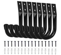 WMYMON Heavy Duty Garage Hooks, 8 Pack J-Shaped Stainless Steel Wall Hooks | 30kg Each, for Ladders, Bikes, Tools, Garage & Shed