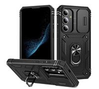 WMYUHAN For Samsung S24/25 Case Military Protection Rotating Stand Camera Slider Shockproof Compatible with Samsung Galaxy S24/25 6.2 Inch Black