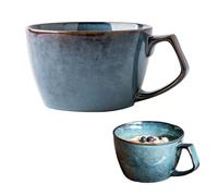 WMYYLX Large Coffee Cup, 500ml Ceramic Soup Bowls with Handles, Cereal Breakfast Cup, Cappuccino Cup for Office and Home, Gift and Present (Green,650ml)