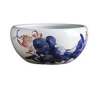 WMYYZYQ Flowerpot Jingdezhen Hand painted Ceramic Flower Pot Water Lily Bowl Hydroponic Green Plant Pot Fish Tank,Grey-S