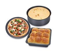 WMYYZYQ Kitchen Utensils 3-Piece Nonstick Oven Bakeware Baking Set Cake Tin Pizza Pan Bread Mould Black Baking Pan Non Stick