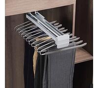 WMYYZYQ Pull Out Pants Rack - Extendable Double Row Trousers Hanger with Damping Rails, Closet Valet Rod for Scarves, Clothes, Towels - Top Mount 11/22 Arms S,Light Grey-35x46cm/13.7x18in