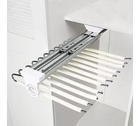 WMYYZYQ Retractable Pull-Out Pants Rack - Extendable Closet Valet Rod with 11/22 Arms, Dual Mute Guide Rails, Top Mount Wardrobe Organizer, Black,Off-white-34.5x41cm