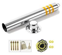 WMYYZYQ Stainless Steel Parking Bollards - Reflective Security Posts for Driveways, Movable Base with Hanging Ring, Easy Installation, 650mm x 76mm Barrier Solution,800mmx76mm