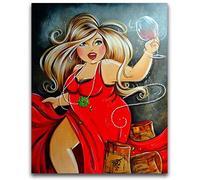 WMYZSHDWZ Ladies in Red Dress DIY 5D Diamond Painting Crystal Rhinestone Diamond Embroidery Art Crafts for Home Wall 30X30Cm