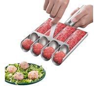 Wmzjnljy 1pc 4 Tubes Meatball Maker with Cutting Spatula Multifunctional Meatball Scoop Maker Creative Stainless Steel Kitchen for Quickly Shaping Cookies Fish Balls and Shrimp Bal(Z135-1)