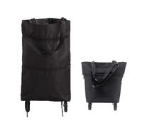 Wmzjnljy 1pc Collapsible Shopping Trolley Folding Shopping Bag with Rubber Wheels Oxford Cloth Reusable Shopping Bag for Supermarket Shopping, Grocery Shopping(U72-1)