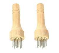 Wmzjnljy 2pcs Stainless Steel Meat Tenderizer Mallet Wood Handle Meat Blades Needle Manual Steak Hammer Kitchen Accessories for Beef, Steak, Chicken and Pork(U76-2)