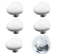Wmzjnljy 5pcs Toilet Flush Button Design Love Heart Shaped Toilet Tank Button Creative Press Toilet Push Button Shaped Water Tank Push Press Flush Buttons Replacement for Home Bathroom Decor(Z43-5)