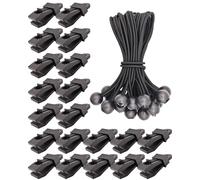 WMZOBH 20 Pcs Tarp Clips Heavy Duty + 20 Pcs Bungee Balls 6 Inch, Camping Accessories and Bungee Cords with Balls, Tarpaulin Clips and Clamps (Black)