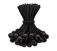 WMZOBH Bungee Cords with Balls 50 Piece, Tarpaulin Bungee Cords 6 Inch, Bungee Balls Small, Elastic Bungee Straps Short, Heavy Duty, Tie-Down, Adjustable Flag Bungees (Black)