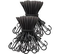 WMZOBH Bungee Cords with Hooks 100 Pcs - 8 Inch Elastic Bungee Ropes with Hooks - Short Tarpaulin Hooks - Small Bungee Rope (Black)
