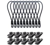 WMZOBH Tarp Clip Heavy Duty Lock Grip - 20 Pack Bungee Cords with Clips Tarps Clamps, Fasteners Holder, Small Bungee Cords with Hooks 6 Inch, Tarp Tie Downs (Black)