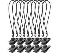 WMZOBH Tarp Clips Heavy Duty Lock Grip - 20 Pack Bungee Cords with Clips Tarps Clamps, Fasteners Clips Holder, Small Bungee Cords with Hooks 10 Inch, Tarp Tie Downs (Black)