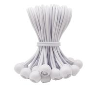 WMZOBH Tarpaulin Bungee Balls 6 Inch - 25 Piece Bungee Cord with Balls, Small Bungee Cords Heavy Duty, Elastic Bungee Straps Short, Tie-Down, Adjustable Flag Bungees (White)