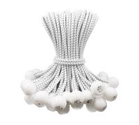 WMZOBH Tarpaulin Bungee Balls 6 Inch, 50 Pcs Bungee Cord with Balls, Small Bungee Cords Heavy Duty, Short Elastic Flag Bungees, Tie-Down, Adjustable Bungee Straps (White)