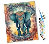WMZPOY DIY Paint by Numbers Indian Elephant Mandala Pattern (6) with Paint Brushes and Acrylic Painting Kit 16x20 Inch for Kids and Adults Beginner Gifts-Frameless