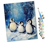 WMZPOY DIY Paint by Numbers Penguins Playing in The Snow with Paint Brushes and Acrylic Painting Kit 16x20 Inch for Kids and Adults Beginner Gifts-Frameless