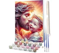 WMZPOY Framless Paint by Numbers Kits for Adults Children Seniors Junior Beginner Acrylics DIY Jesus052 Oil Painting Kits Linen Material16x20 inch