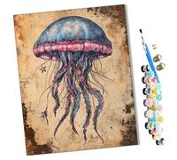 WMZPOY Paint by Numbers A Blue Jellyfish Abstract for Adults and Kids DIY Oil Painting Gift Kits Pre-Printed Canvas Art Home Decoration 16x20 inch Frameless
