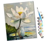 WMZPOY Paint by Numbers A White Lotus Abstract for Adults and Kids DIY Oil Painting Gift Kits Pre-Printed Canvas Art Home Decoration 16x20 inch Frameless