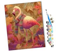 WMZPOY Paint by Numbers Autumn Warm Velvet Pink Flamingo Abstract for Adults and Kids DIY Oil Painting Gift Kits Pre-Printed Canvas Art Home Decoration 16x20 inch Frameless