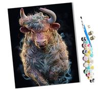 WMZPOY Paint by Numbers Colorful Cloud Angry Horned Ox Abstract for Adults and Kids DIY Oil Painting Gift Kits Pre-Printed Canvas Art Home Decoration 16x20 inch Frameless