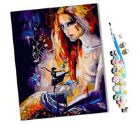 WMZPOY Paint by Numbers Colorful Dancing Girl Abstract for Adults and Kids DIY Oil Painting Gift Kits Pre-Printed Canvas Art Home Decoration 16x20 inch Frameless