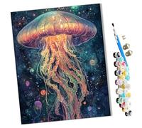 WMZPOY Paint by Numbers Colorful Luminous Jellyfish for Adults and Kids DIY Oil Painting Gift Kits Pre-Printed Canvas Art Home Decoration 16x20 inch Frameless