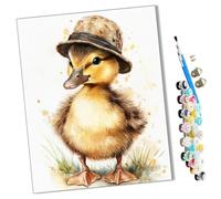 WMZPOY Paint by Numbers Duck Wearing a hat for Adults and Kids DIY Oil Painting Gift Kits Pre-Printed Canvas Art Home Decoration 16x20 inch Frameless