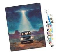 WMZPOY Paint by Numbers Encounter Under The Night Sky for Adults and Kids DIY Oil Painting Gift Kits Pre-Printed Canvas Art Home Decoration 16x20 inch Frameless