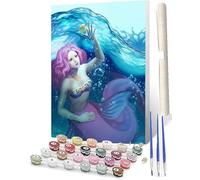 WMZPOY Paint by Numbers for Adults Beginner Mermaid on The Ocean 014 DIY Acrylic Painting Gift Drawing Paintwork for Relax and Home Wall Decoer 12x20