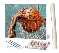 WMZPOY Paint by Numbers for Adults BeginnersPaint by Number Vintage Wood GrainDIY Acrylic Paint by Numbers Basketball Hanging Basket Kits on Canvas for Adults Beginner 16x20inch