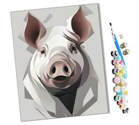 WMZPOY Paint by Numbers Geometric Pig Abstract for Adults and Kids DIY Oil Painting Gift Kits Pre-Printed Canvas Art Home Decoration 16x20 inch Frameless