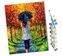 WMZPOY Paint by Numbers Girl in The Woods Abstract for Adults and Kids DIY Oil Painting Gift Kits Pre-Printed Canvas Art Home Decoration 16x20 inch Frameless