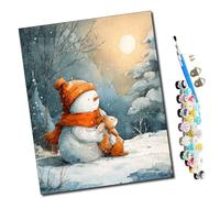 WMZPOY Paint by Numbers Heartwarming Companionship on a Snowy Night for Adults and Kids DIY Oil Painting Gift Kits Pre-Printed Canvas Art Home Decoration 16x20 inch Frameless