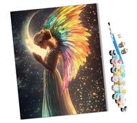 WMZPOY Paint by Numbers Kits for Adults Angel Girl with Colorful Wings with Brushes and Acrylic Pigment DIY Digital Canvas Painting for Adults Beginner-16X20 Inch Frameless