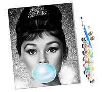 WMZPOY Paint by Numbers Kits for Adults Beginner Audrey Hepburn Blowing Bubble Gum DIY Oil Painting for Adults on Canvasfor Home Bedroom Living Room Wall Decor Gifts Frameless