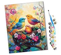WMZPOY Paint by Numbers Kits for Adults Beginner Colorful Birds in The Bird's nest DIY Oil Painting for Adults on Canvasfor Home Bedroom Living Room Wall Decor Gifts Frameless