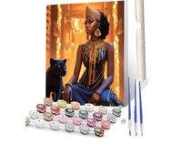 WMZPOY Paint by Numbers Kits for Adults Beginner Egyptian Woman with Black Leopard 006 DIY Oil Painting for Adults on Canvasfor Home Bedroom Living Room Wall DecorGifts Choice