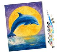 WMZPOY Paint by Numbers Kits for Adults Beginner Moonlit Leap DIY Oil Painting for Adults on Canvasfor Home Bedroom Living Room Wall Decor Gifts Frameless