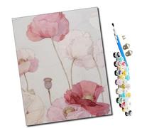 WMZPOY Paint by Numbers Kits for Adults Beginner The Meaning of Pink Poppies DIY Oil Painting for Adults on Canvasfor Home Bedroom Living Room Wall Decor Gifts Frameless