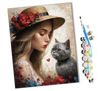 WMZPOY Paint by Numbers Kits for Adults Beginner Whispering Under The Straw Hat DIY Oil Painting for Adults on Canvasfor Home Bedroom Living Room Wall Decor Gifts Frameless