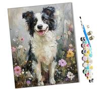 WMZPOY Paint by Numbers Kits for Adults Border Collie (5) with Brushes and Acrylic Pigment DIY Digital Canvas Painting for Adults Beginner-16X20 Inch Frameless