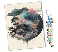 WMZPOY Paint by Numbers Kits for Adults Chinese Landscape Art with Brushes and Acrylic Pigment DIY Digital Canvas Painting for Adults Beginner-16X20 Inch Frameless
