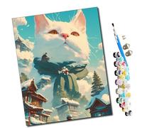 WMZPOY Paint by Numbers Kits for Adults Dream of The Giant Cat in The Snow Mountain with Brushes and Acrylic Pigment DIY Digital Canvas Painting for Adults Beginner-16X20 Inch Frameless
